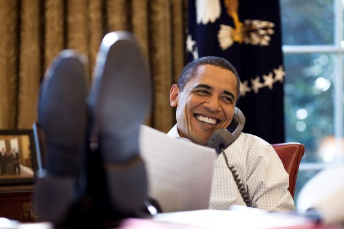 Barack Obama on a Phone