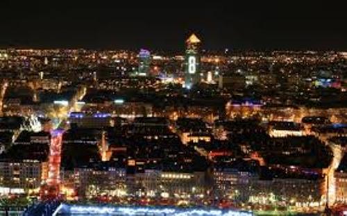 Lyon France At Night